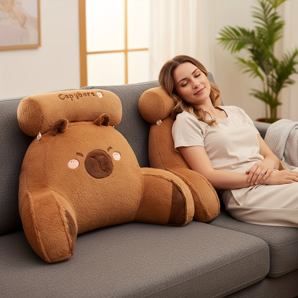 Gaming Chair Lumbar Pillow - Capybara-Themed Plush Pillow Chair Backrest,with a