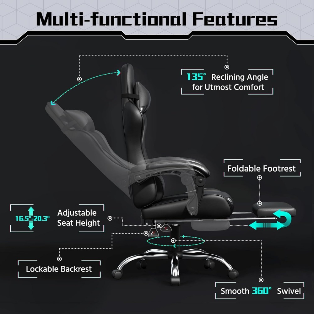 Comfortable PU Leather Gaming  - Gaming Chair Lumbar Pillow recension och pris