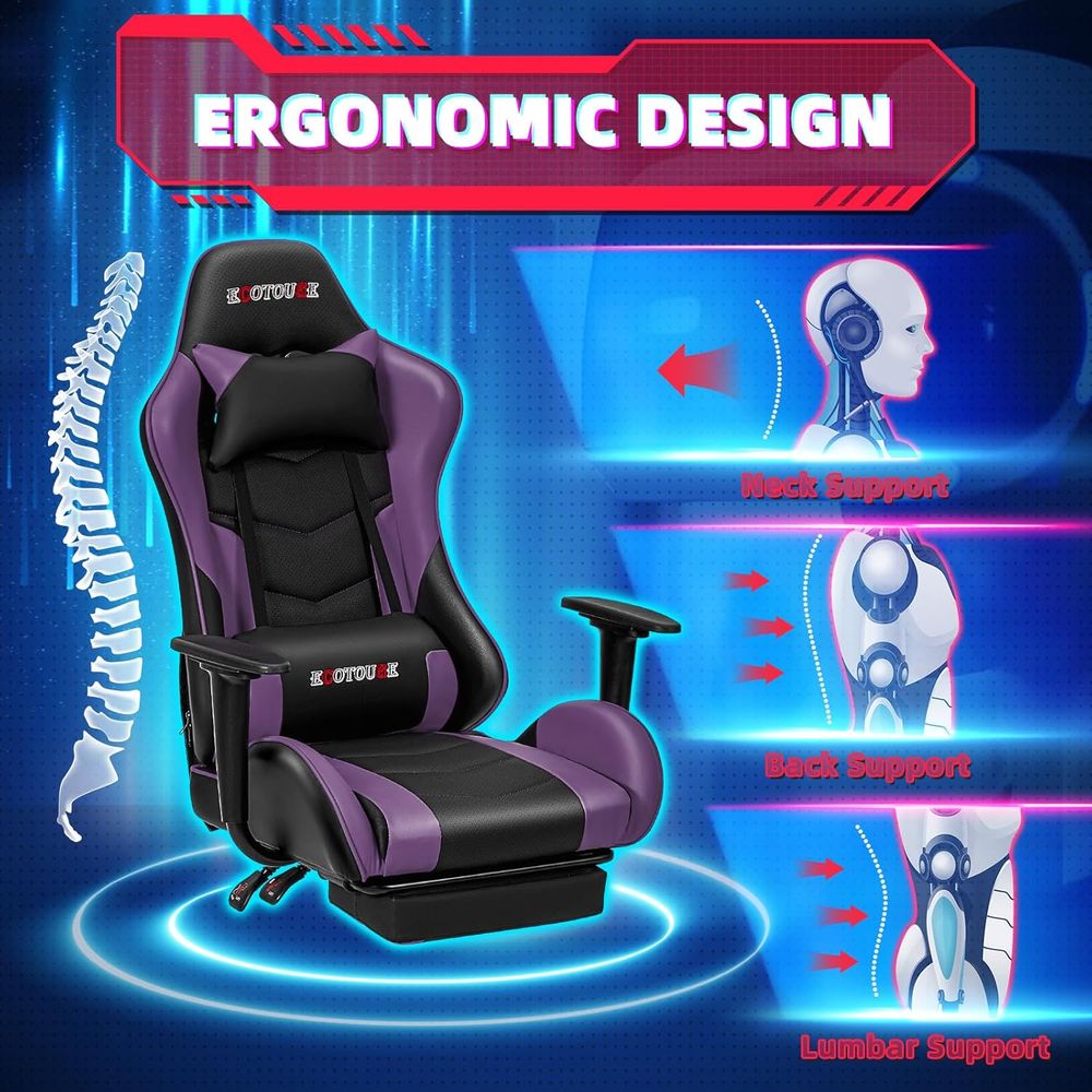 Racing-Style Gaming Chair with - Gaming Chair Lumbar Pillow recension och pris